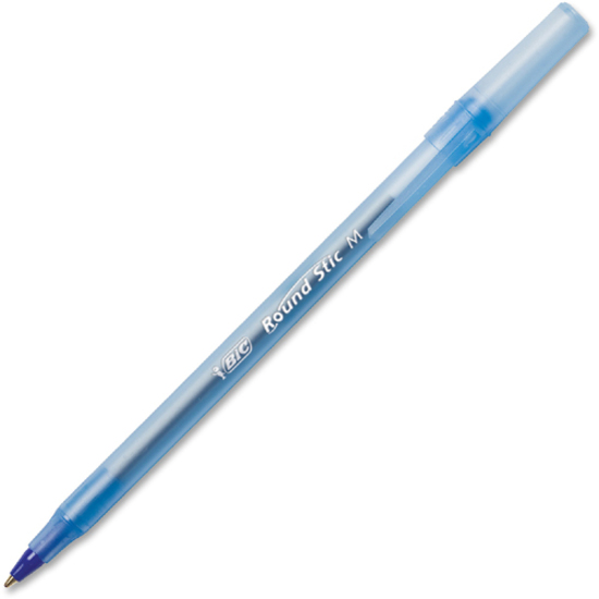 BIC Round Stic Ballpoint Pens, Blue - Fine Point - 12 Box 