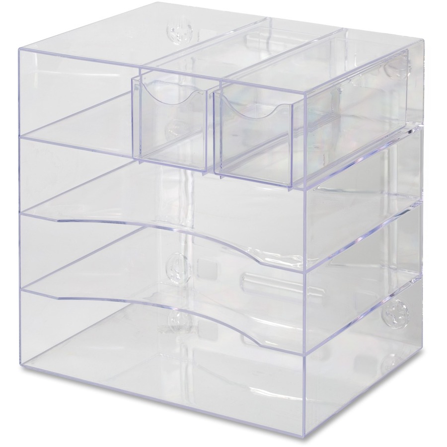 Rubbermaid 94600ROS Optimizers Four-Way Organizer with Drawers Plastic 10 x  13 1/4 x 13 1/4 Clear