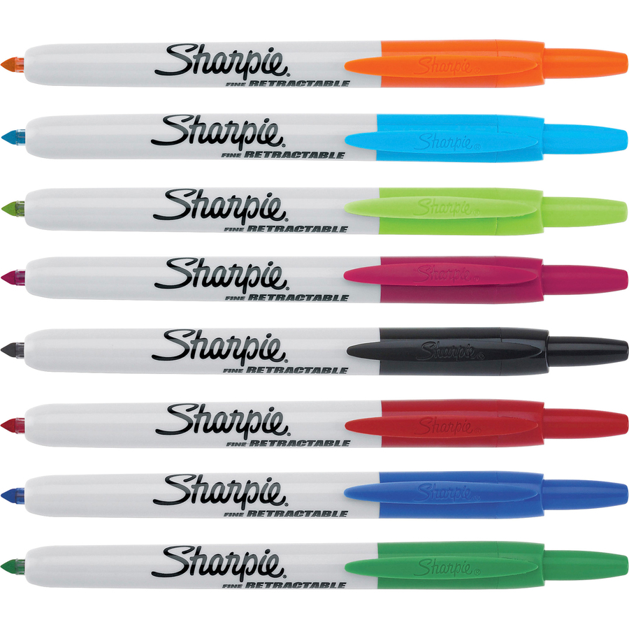 Sharpie Retractable Permanent Marker, Extra-Fine Needle Tip, Assorted Colors, 8/Set (SAN1742025)