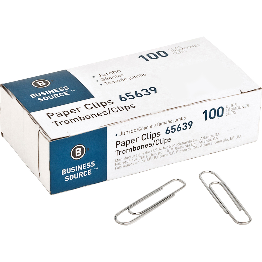 Business Source Paper Clip No 10 Pack Silver Pins & Clamps 65638 bsn65638" 
