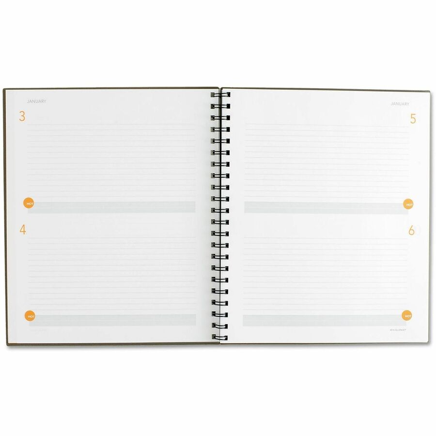 At-A-Glance 2DPP Undated Planning Notebook - Daily - January to December - 2 Day Single Page Layout - 8 1/2" x 11" Sheet Size - Wire Bound - Gray - Poly - Pocket, Index Sheet, Notes Area, Reference Calendar - 1 Each