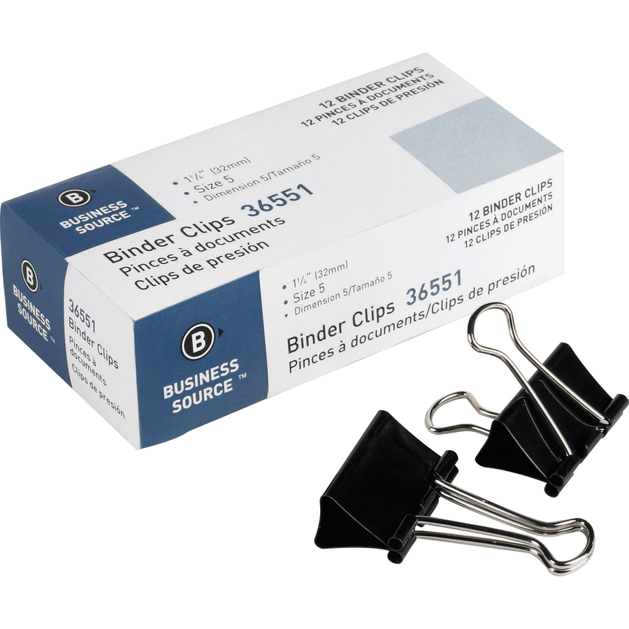 ACCO Medium Foldback Binder Clips - Medium - 1.3 Width - 0.63 Size  Capacity - Reusable - 12 / Dozen - Black - Plastic, Tempered Steel