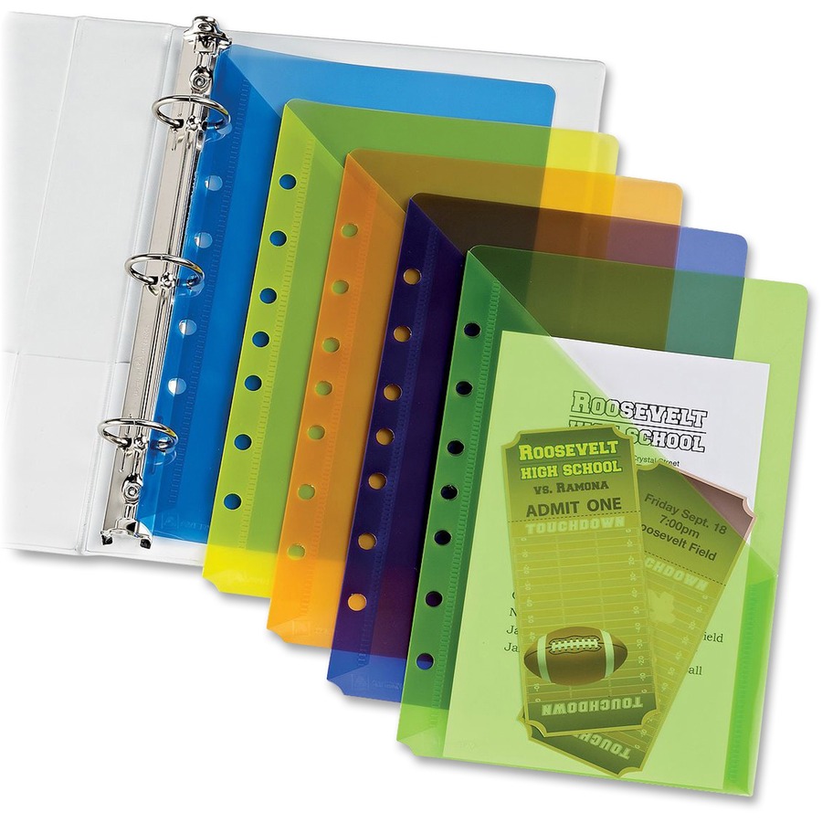 Avery® Mini Binder Pockets, Assorted Colors, Fits Mini 3-Ring Binders and 7-Ring  Binders, 5 Slash Jackets (75307)