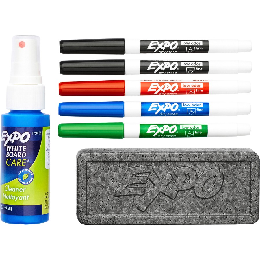 Newell Corporation SAN86074 Expo2 Low Odor Dry Erase 4 Color Marker Set  Fine Tip