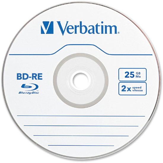 Verbatim BD-RE 25GB 2X with Branded Surface - 10pk Spindle Box - 25GB - 10pk Spindle