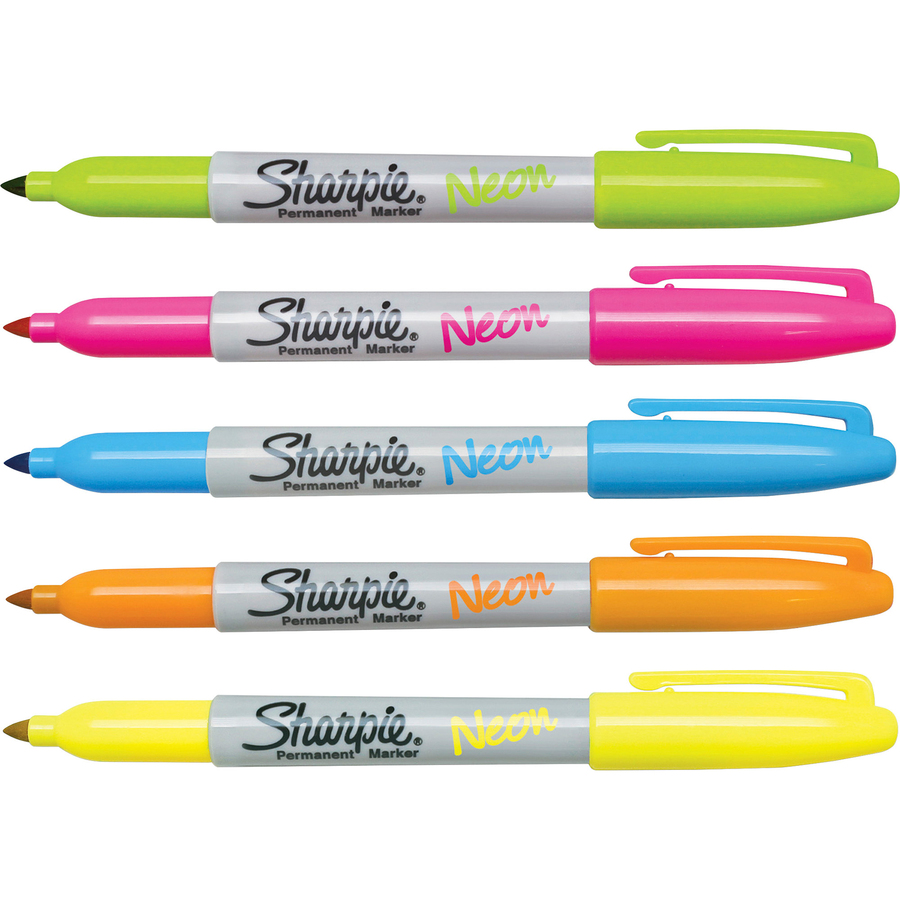 Sharpie Permanent Fine-Point Markers, Assorted Colors, Pack Of 5 Markers