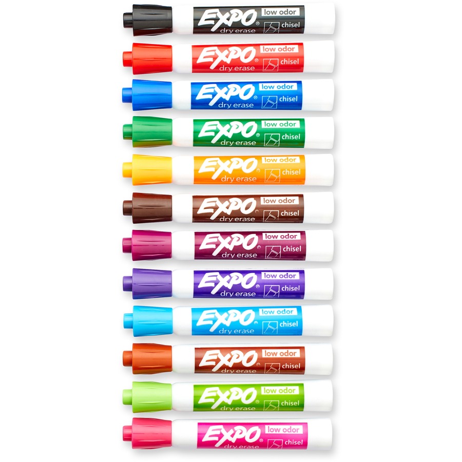 Expo Chisel Tip Dry-Erase Markers, Black, 12/Pack