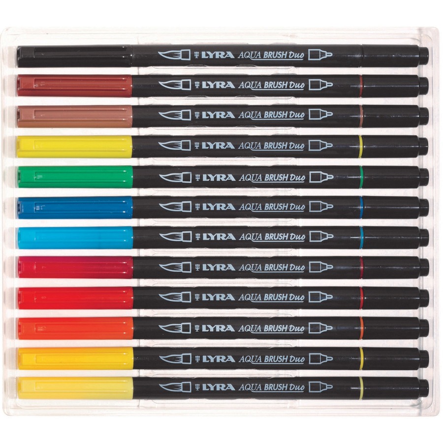 LYRA Aqua Brush Duo, Set, Assorted Water-soluble Marker Pens, 12