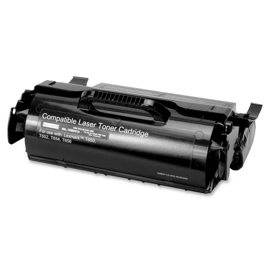 Lexmark T650H11A black high-yield return program toner cartridge for T65x printers — out-of-package view