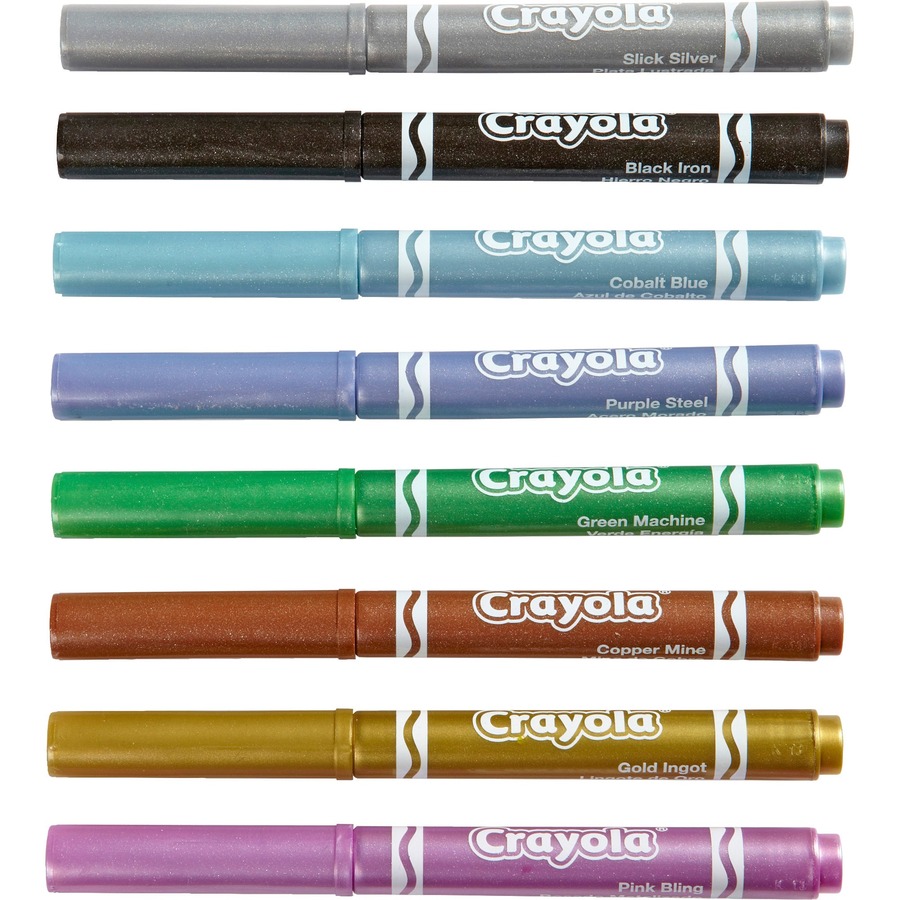 Crayola 8-color Metallic Markers - Cobalt Blue, Green Machine, Slick  Silver, Copper Mine, Gold Ingot, Purple Steel, Black Iron, Pink Bling - 8 /  Set - Bluebird Office Supplies