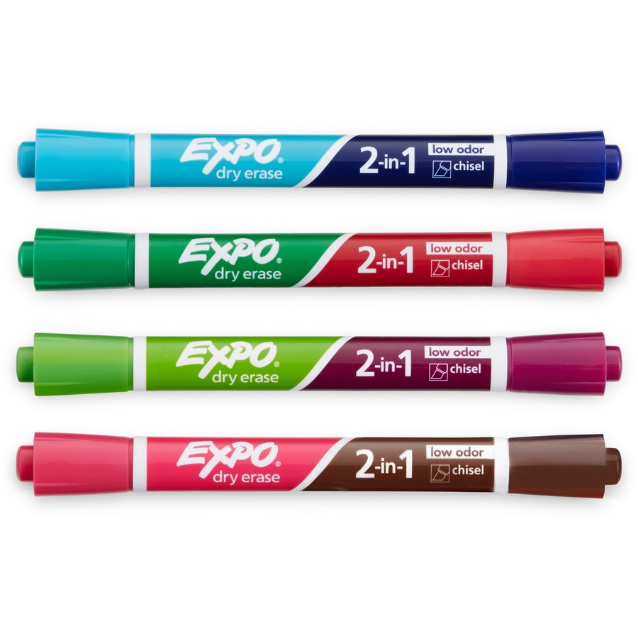 Expo 2-in-1 Dry Erase Markers, Broad/Fine Chisel Tip - 4/Pack - Assorted  Pastel Colors 