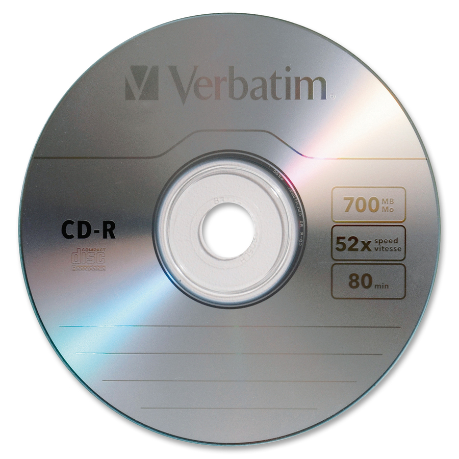 Verbatim CD-R 700MB 52X with Branded Surface - 20pk Slim Case - 1.33 Hour Maximum Recording Time