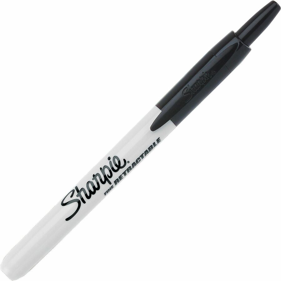 Sharpie Precision Permanent Marker - Fine Marker Point - Retractable - Black Ink - 6 / Box