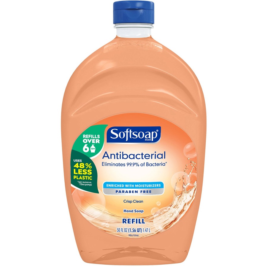 Softsoap Crisp Clean Liquid Hand Soap - Crisp Clean Scent - Pump Bottle Dispenser - Bacteria Remover, Kill Germs - Hand - Orange - 6 / Carton