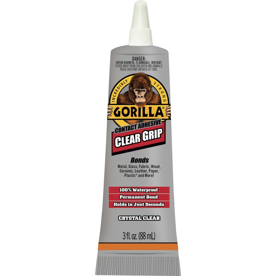 Gorilla Glue Clear Grip Contact Adhesive - 3 fl oz - Indoor, Outdoor,  Metal, Glass, Fabric, Wood, Ceramic, Leather, Paper, Repairing, Craft -  Water Pr 