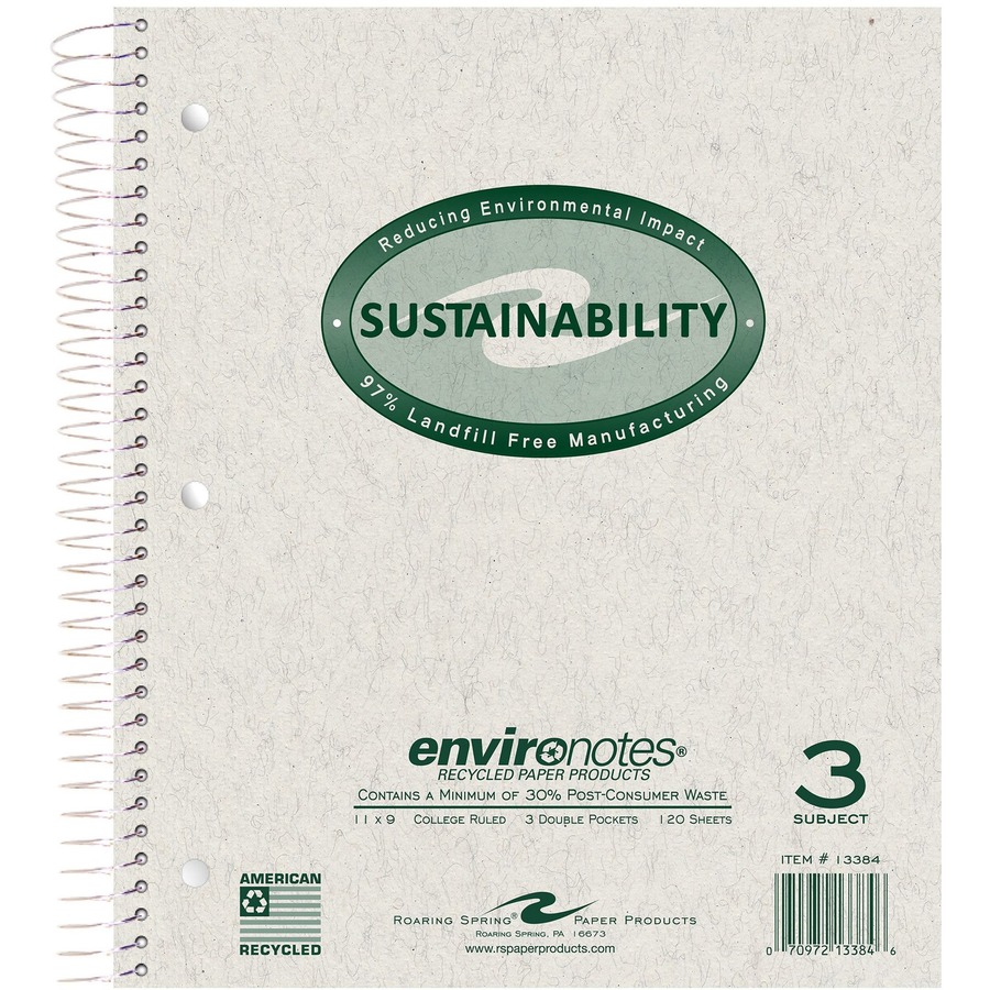Picture of Roaring Spring Recycled 3-Subject Notebook