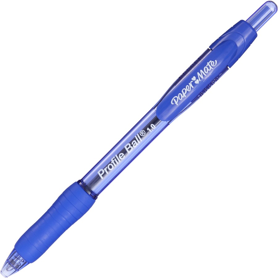 Paper Mate Profile Retractable Ballpoint Pens - 1.0mm Medium Pen Point -  Blue - Blue Barrel - 12 / Dozen 