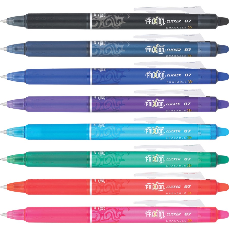 Pilot FriXion Clicker Retractable Erasable Gel Ink Pens, Fine Point, 0.7mm,  Assorted Fashion Ink, Pack of 3 with Bonus 2 Packs of Refills