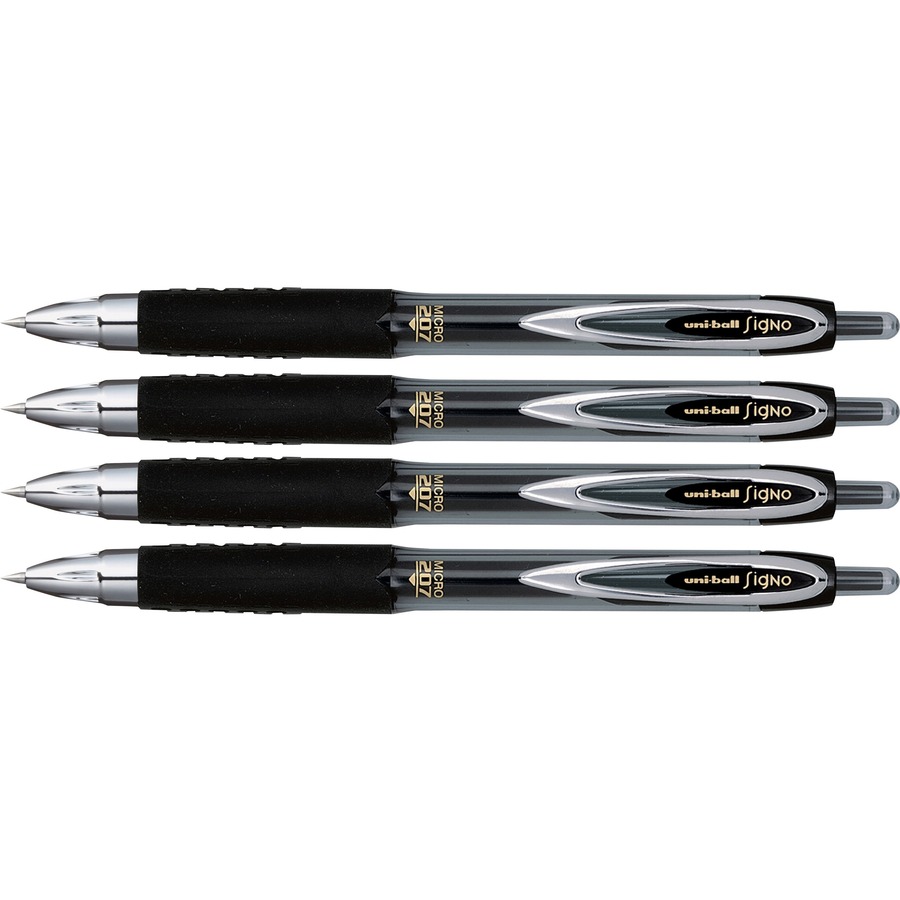 Uni-ball 207 Retractable Gel Pens, Ultra Micro Point, Black - 4 count