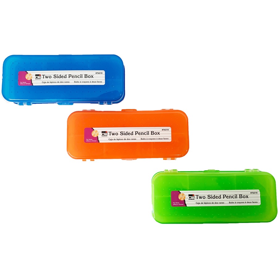 CLI Double-sided Pencil Boxes - 1.5 Height x 8.5 Width x 3.5 Depth -  Double Sided - Assorted - 24 / Display Box