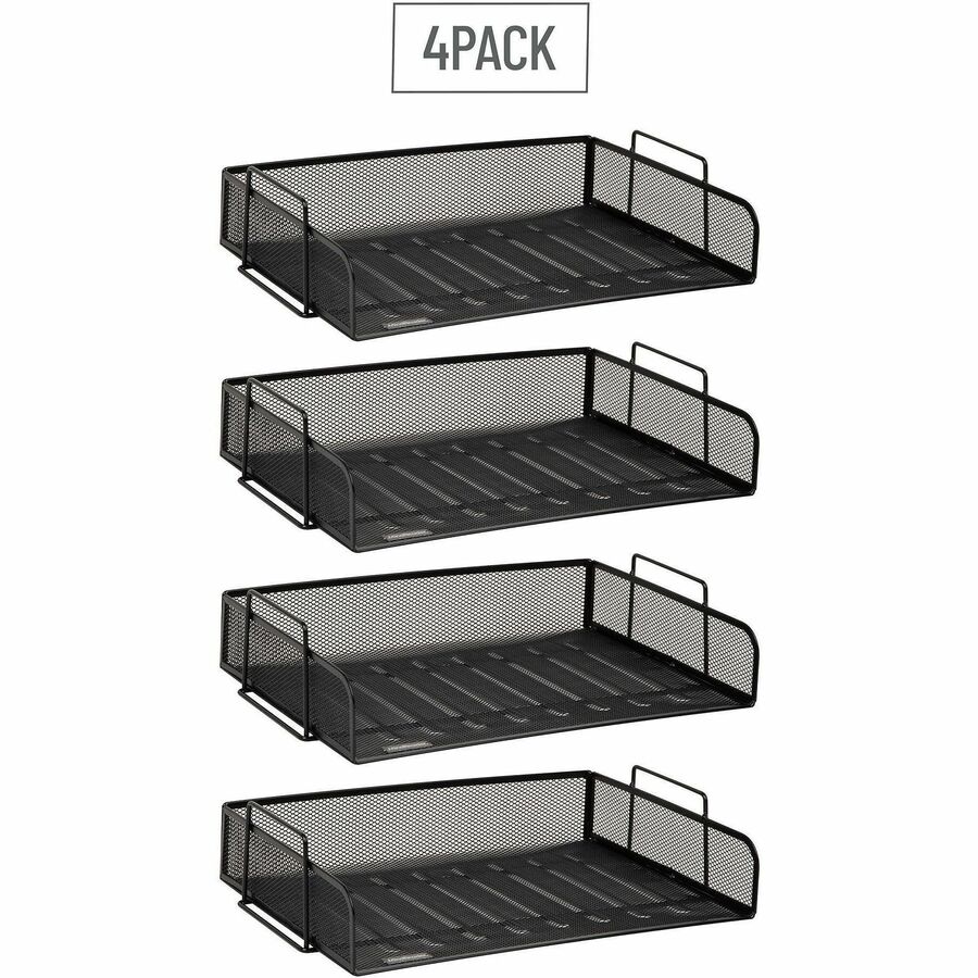 Mind Reader Tiered Stackable Paper Trays - 4 Tier(s) - 11.25" Height x 9.75" Width x 13.25" Depth - Desktop - Stackable - Stackable, Lightweight, Portable, Sturdy, Easy to Clean, Durable - Black - Metal, Steel Mesh - 1 Each
