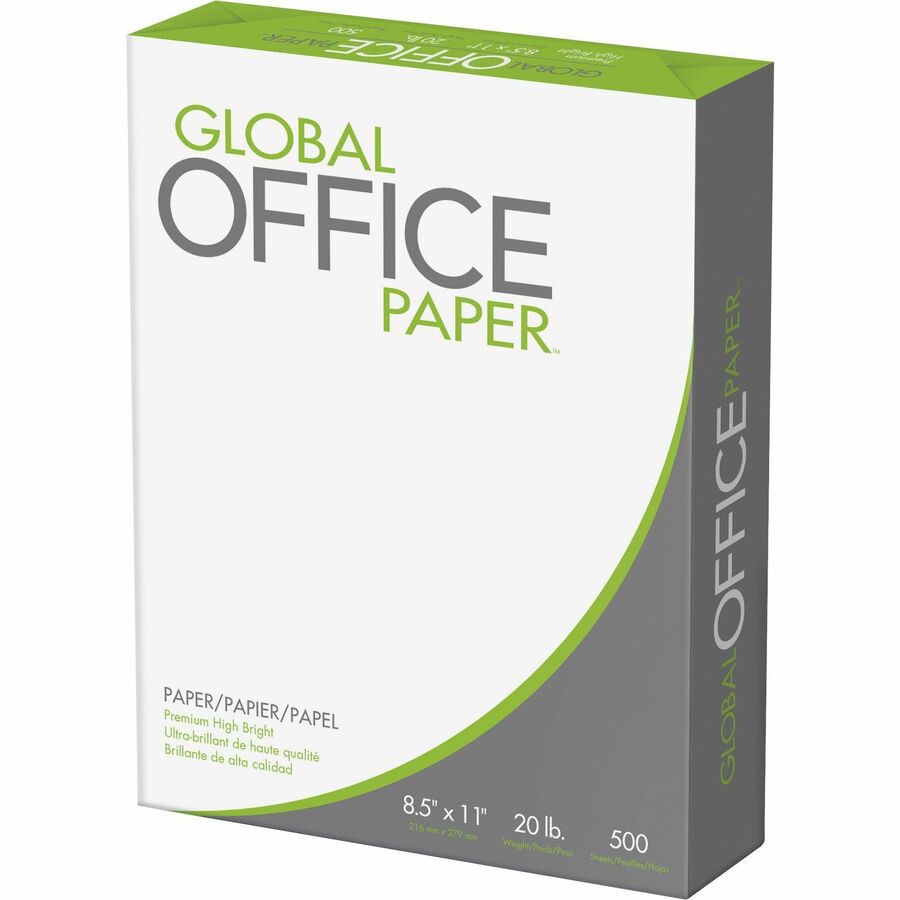 Global Office Premium Multipurpose Paper - White - 96 Brightness - Letter -  8 1/2 x 11 - 20 lb Basis Weight - 40 / Pallet - 500 Sheets per Ream