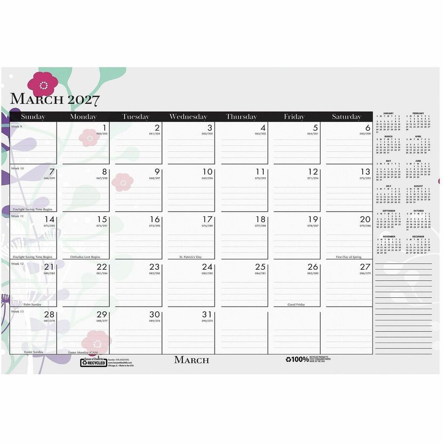 Picture of House of Doolittle Recycled Wild Flowers Desk Pad Calendar
