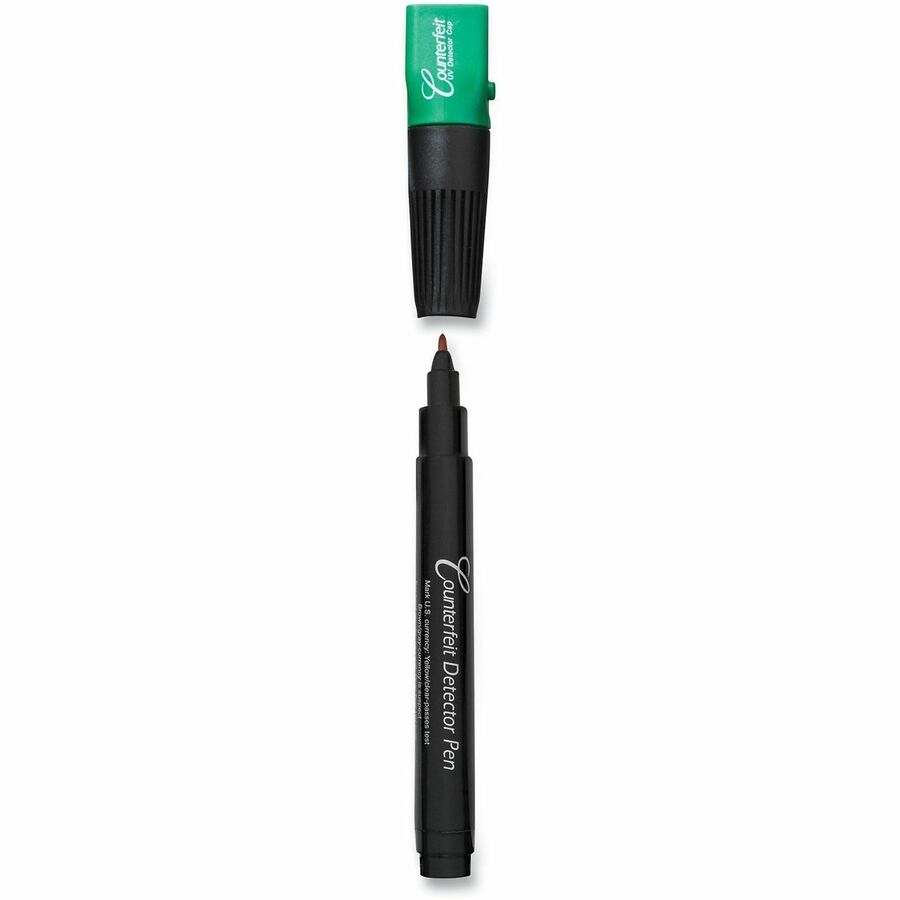 Dri Mark Counterfeit Dual Detector Pen - Ultraviolet, Watermark, Ink - Black, Green - 6 / Pack