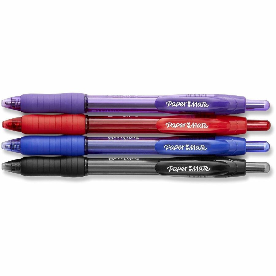 Paper Mate Profile Ballpoint Pen - 1.4 mm Super Bold Pen Point - Retractable - Assorted Ink - Black, Blue, Red, Purple Barrel - 4 / Pack