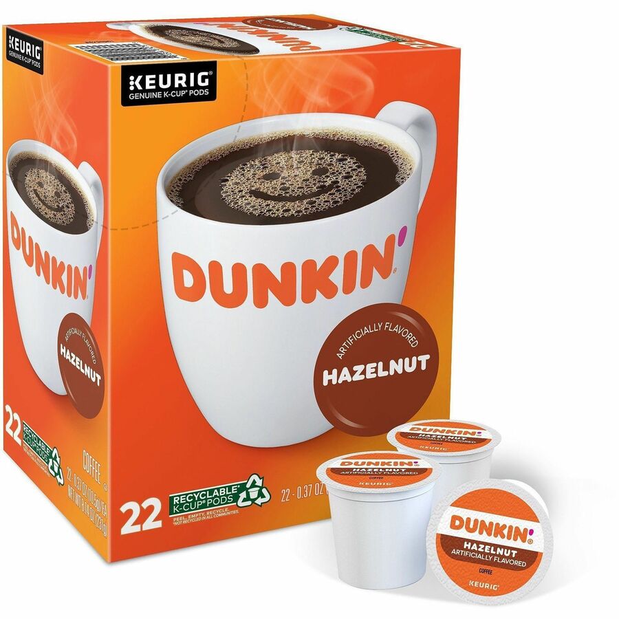 Dunkin' Donuts® K-Cup Hazelnut Coffee - Medium - 22 K-Cup - K-Cup - Hazelnut, Original Blend - 4 / Carton