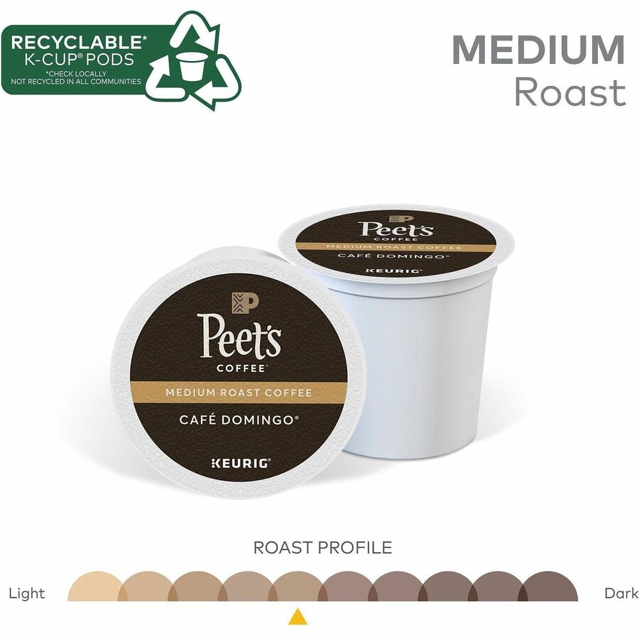 Peet's Coffee™ K-Cup Cafe Domingo Coffee - Compatible with Keurig Brewer - Medium - 22 K-Cup - K-Cup - Cafe Domingo - 4 / Carton