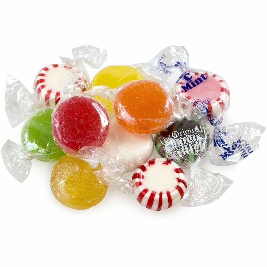 Green Rabbit Candy Jar Assortment Bag - Mint, Starlight Peppermint, Chocolate, Pineapple, Butterscotch, Watermelon, Mango, Coconut - Individually Wrapped - 5 lb - 1 / Carton