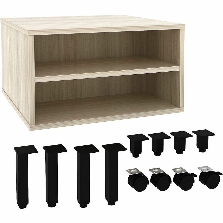 Lorell Modular Occasional Tables - Square Top - Height Adjustable - 24" Table Top Width x 24" Table Top Depth - 20" Height - Reception, Coffee - Assembly Required - Laminated, Modern Elm - Laminate, Metal - 1 Each