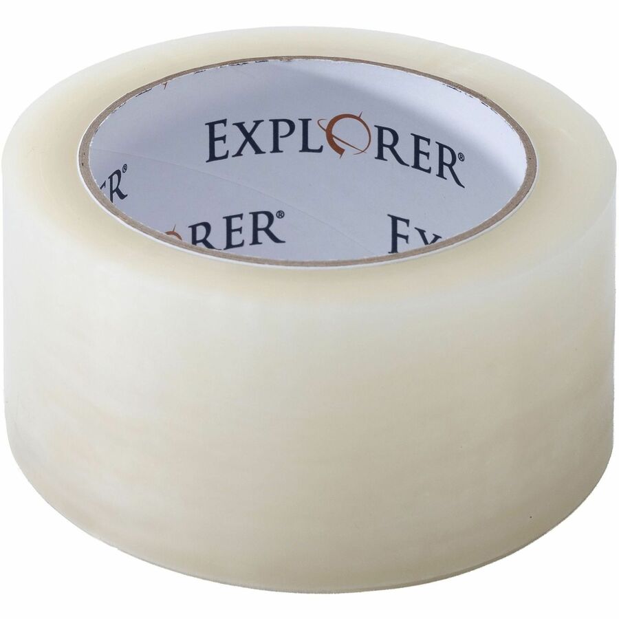 Lindenmeyr Explorer Hot Melt Carton Sealing Hand Tape - 110 yd Length x 2" Width x 1.8 mil Thickness - Clear - Split Resistant, Tear Resistant - For Sealing, Carton - 36 / Carton - Kennedy Office