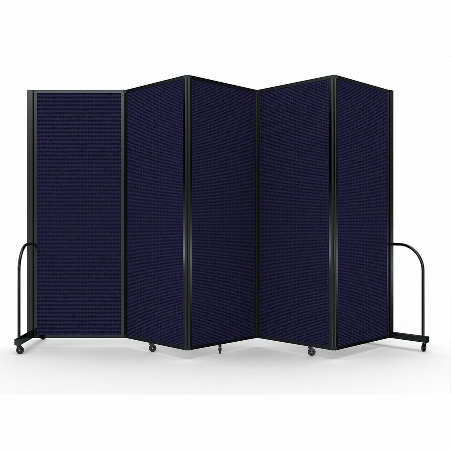 Screenflex Portable Partitions Full Motion Room Dividers - 5 Panels - 14.1 ft Width x 90" Height - Steel Frame - Fabric, Polyester - Navy - 1 Each