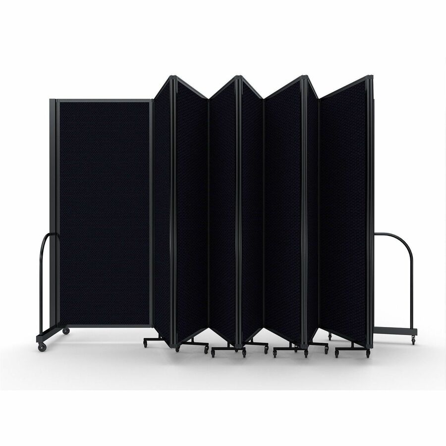 Screenflex Portable Partitions Full Motion Room Dividers - 9 Panels - 25.1 ft Width x 82" Height - Steel Frame - Fabric, Polyester - Black - 1 Each
