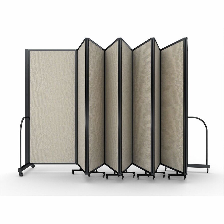 Screenflex Portable Partitions Full Motion Room Dividers - 9 Panels - 25.1 ft Width x 82" Height - Steel Frame - Fabric, Polyester - Sand - 1 Each