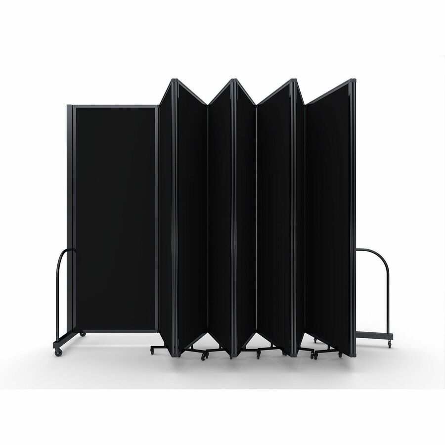 Screenflex Portable Partitions Full Motion Room Dividers - 9 Panels - 25.1 ft Width x 90" Height - Steel Frame - Fabric, Polyester - Black - 1 Each