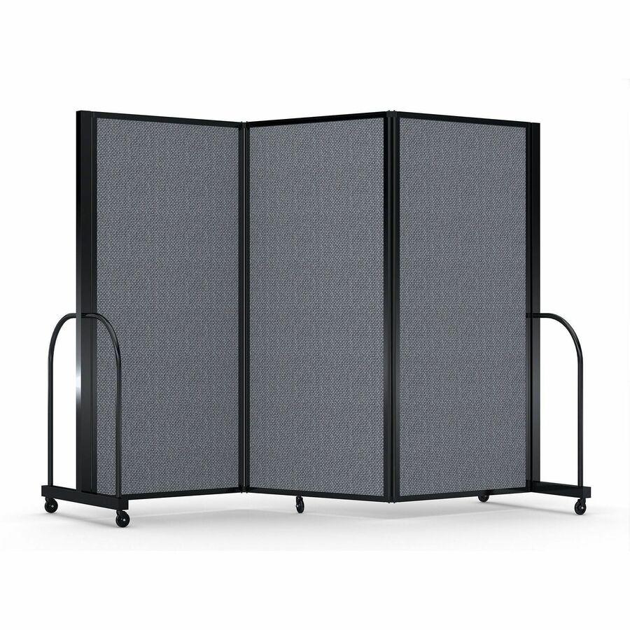 Screenflex Portable Partitions Full Motion Room Dividers - 3 Panels - 103" Width x 72" Height - Steel Frame - Fabric, Polyester - Stone - 1 Each