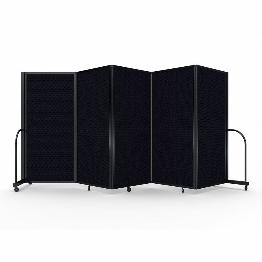 Screenflex Portable Partitions Full Motion Room Dividers - 5 Panels - 14.1 ft Width x 72" Height - Steel Frame - Fabric, Polyester - Black - 1 Each