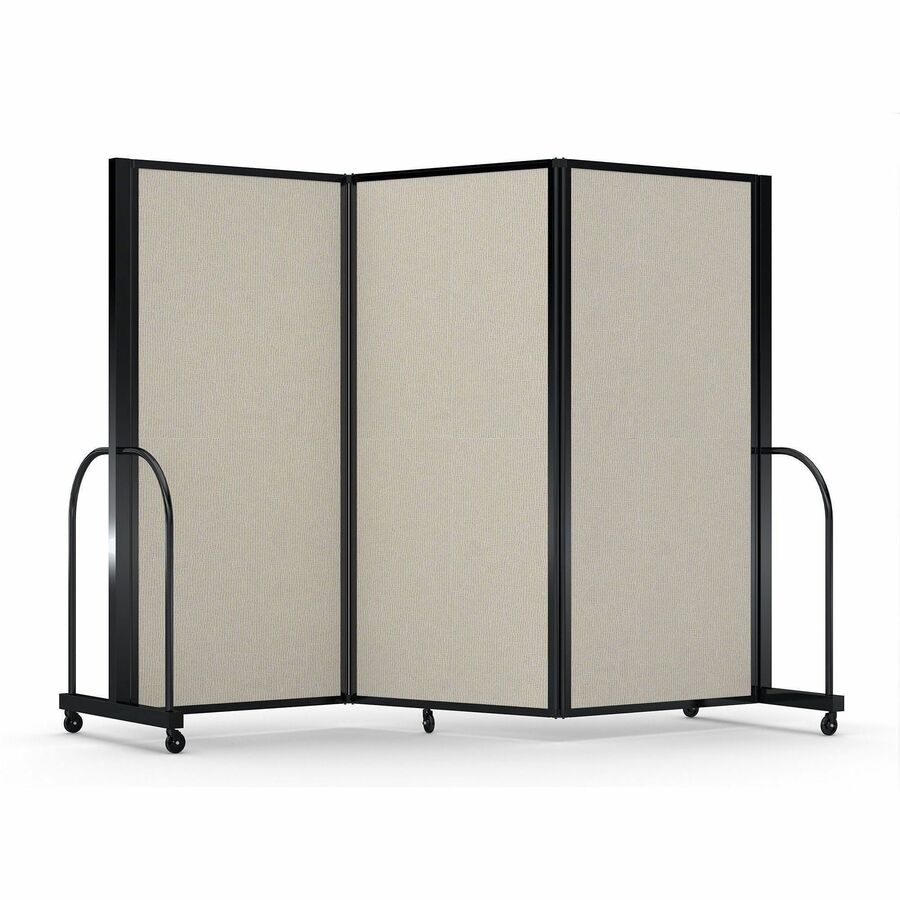 Screenflex Portable Partitions Full Motion Room Dividers - 3 Panels - 103" Width x 72" Height - Steel Frame - Fabric, Polyester - Sand - 1 Each