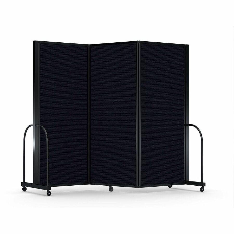 Screenflex Portable Partitions Full Motion Room Dividers - 3 Panels - 103" Width x 82" Height - Steel Frame - Fabric, Polyester - Black - 1 Each