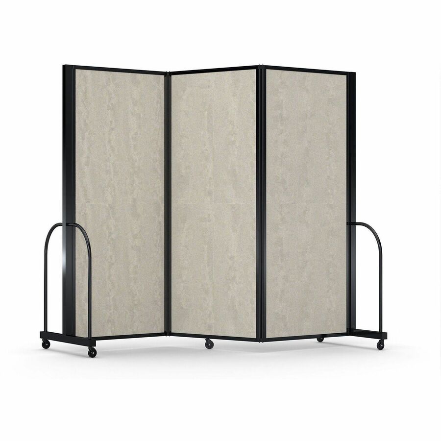Screenflex Portable Partitions Full Motion Room Dividers - 3 Panels - 103" Width x 82" Height - Steel Frame - Fabric, Polyester - Sand - 1 Each