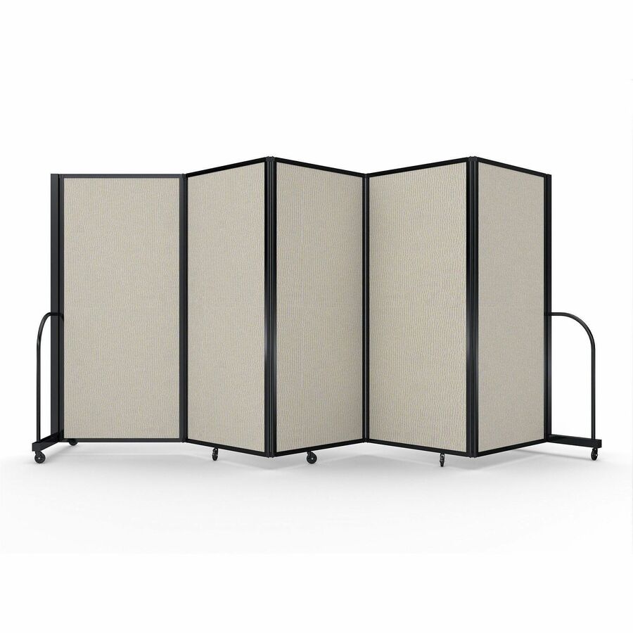 Screenflex Portable Partitions Full Motion Room Dividers - 5 Panels - 14.1 ft Width x 72" Height - Steel Frame - Fabric, Polyester - Sand - 1 Each