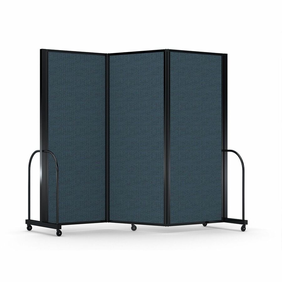 Screenflex Portable Partitions Full Motion Room Dividers - 3 Panels - 103" Width x 82" Height - Steel Frame - Fabric, Polyester - Blue - 1 Each