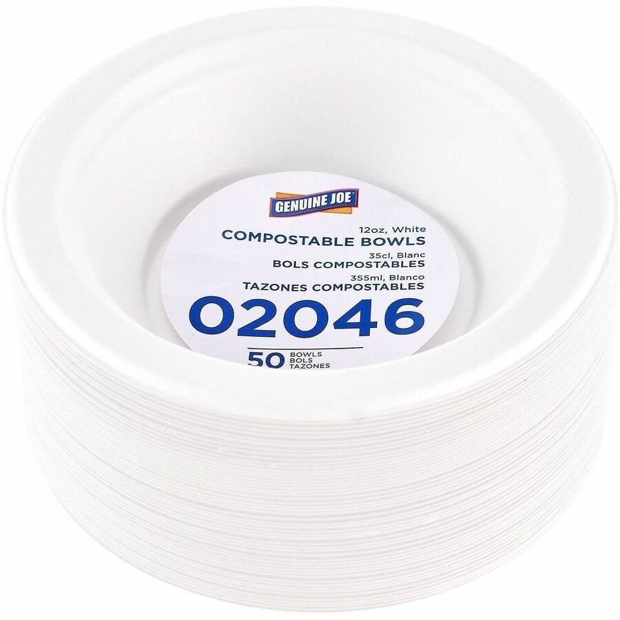 Picture of BPI Certified Compostable Paper Bowl, White, Sugarcane Paper, Microwave Safe, 1 BX/CT, 1 BX/CT