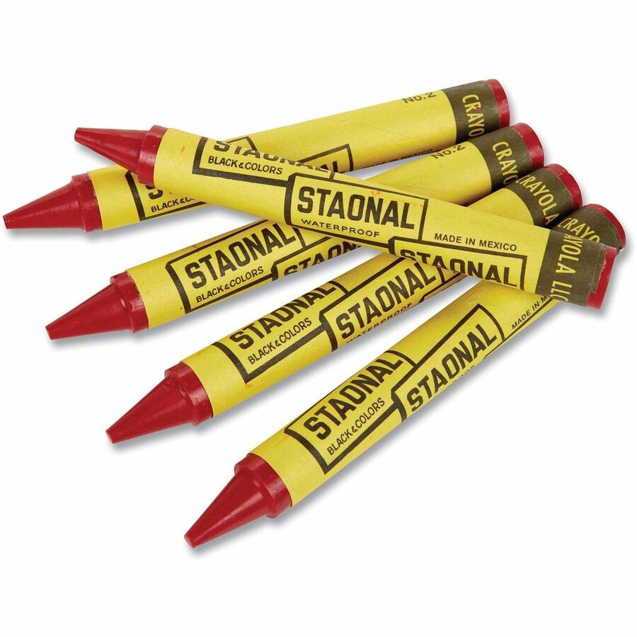 Crayola Staonal Marking Crayon - 5" Length x 0.6" Diameter - Red - 8 / Box