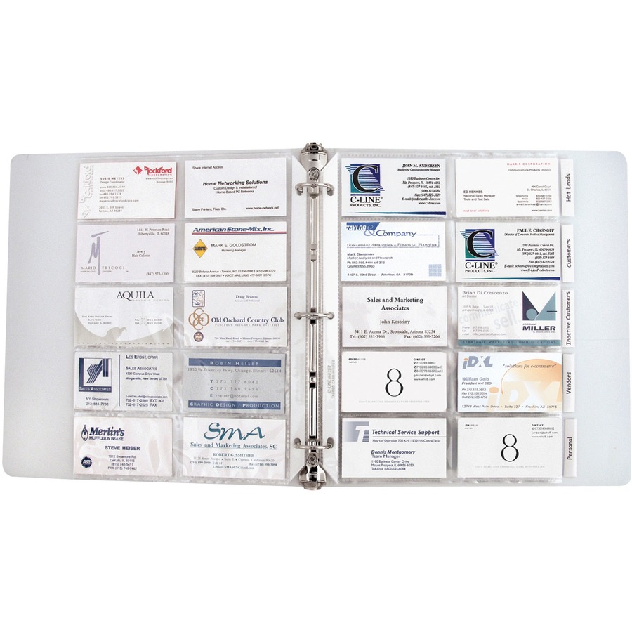 Picture of C-Line Business Card Holder Pages with Index Tabs for Ring Binders, Poly