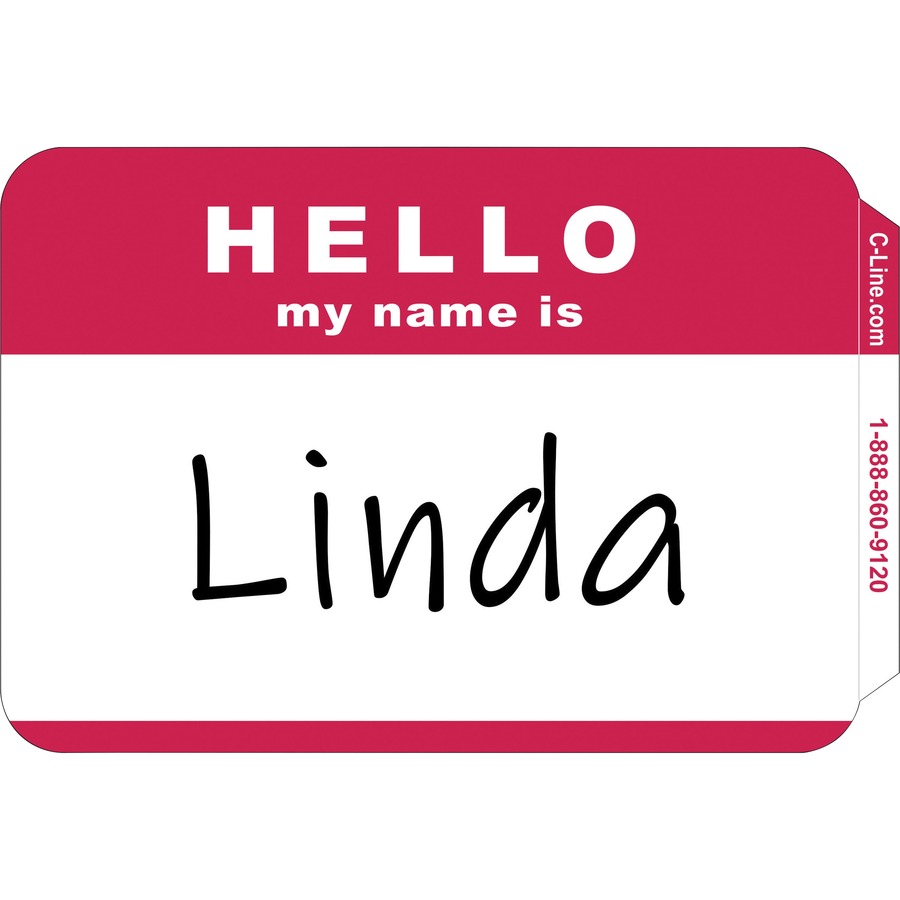 C-Line HELLO my name is... Name Tags - Red, Peel & Stick, 3-1/2 x 2-1/4 ...