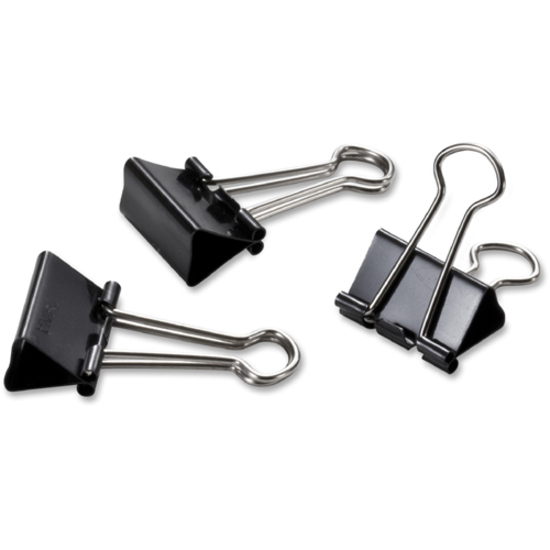 Officemate Binder Clips - Small - 0.8 Width - 0.37 Size Capacity - 12 /  Box - Black - Servmart